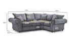 Richmond Fullback Sofa - Grey Right Hand Facing Corner - 270 x 210 CM