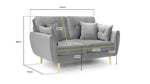 Zinc Sofa - Grey 2 Seater - 153 CM