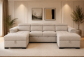 Alaya Beige Fabric U Shape Corner Pull Out Sofabed 
