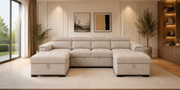 Alaya Beige Fabric U Shape Corner Pull Out Sofabed 