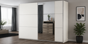 Bastia  200cm Sliding Door Wardrobe  White with Mirror