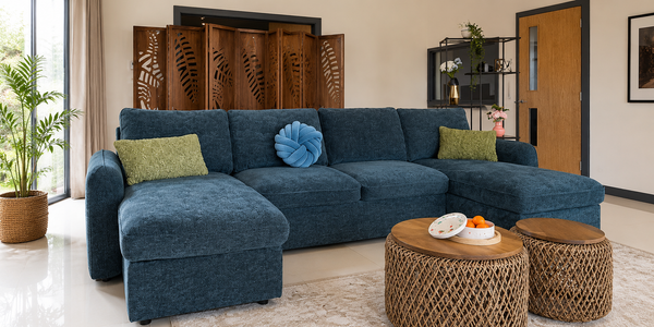 How to Style a Blue Sofa for Spring and Summer