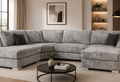 Bishop Fullback Platinum Velvet Fabric U Shape Corner Sofa Suite
