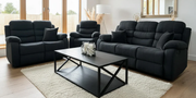 Stanley Black Fabric 3+2+1 Seater Manual Recliner Sofa Set