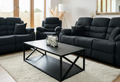 Stanley Black Fabric 3+2+1 Seater Manual Recliner Sofa Set