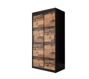 Tilburg Sliding Door Wardrobe 100cm [Dark Oak & Black] - White Background