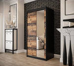 Tilburg II Sliding Door Wardrobe 100cm [Dark Oak & Black] - Lifestyle Image 