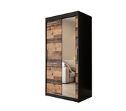 Tilburg II Sliding Door Wardrobe 100cm [Dark Oak & Black] - White Background