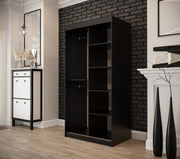 Tilburg II Sliding Door Wardrobe 100cm [Dark Oak & Black] - Interior Layout