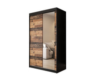 Tilburg II Sliding Door Wardrobe 120cm [Dark Oak & Black] - White Background