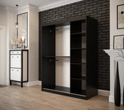 Tilburg Sliding Door Wardrobe 150cm [Dark Oak & Black] - Interior Layout