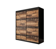 Tilburg Sliding Door Wardrobe 180cm [Dark Oak & Black] - White Background