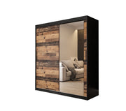 Tilburg II Sliding Door Wardrobe 180cm [Dark Oak & Black] - White Background