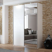 VIGO 150cm Sliding Door Wardrobe White+Mirror 