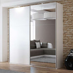 VIGO 200cm Sliding Door Wardrobe White + Mirror 