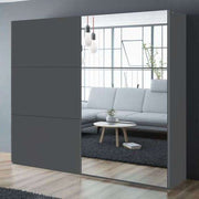 VIGO 250cm Sliding Door Wardrobe Graphite+Mirror 