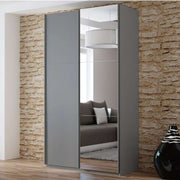 VIGO 120cm Sliding Door Wardrobe Graphite+Mirror 