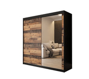 Tilburg II Sliding Door Wardrobe 200cm [Dark Oak & Black] - White Background