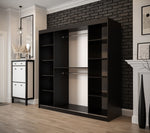 Tilburg II Sliding Door Wardrobe 200cm [Dark Oak & Black] - Interior Layout