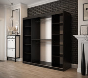 Tilburg I Sliding Door Wardrobe 200cm [Dark Oak & Black] - Interior Layout