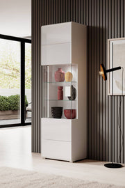 Toledo 05 Display Cabinet 61cm [Front White Gloss with White Matt Carcass] - Lifestyle Image