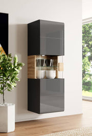 Toledo 07 Wall Hung Cabinet 53cm [Front Grey Gloss & San Remo Oak with Grey Matt Carcass] - Lifestyle Image