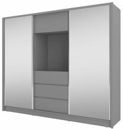 TV Sliding Door Wardrobe 254cm [Grey] -  White Background