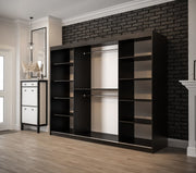 Tilburg Sliding Door Wardrobe 250cm [Dark Oak & Black] - Interior Layout