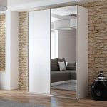 VIGO 150cm Sliding Door Wardrobe White+Mirror 