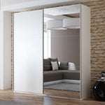 VIGO 200cm Sliding Door Wardrobe White + Mirror 