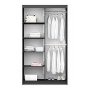 VIGO 120cm Sliding Door Wardrobe Graphite+Mirror 