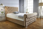 Bisma Fabric Chesterfield Sleigh Bed - 4FT0 Small Double 