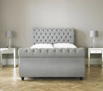 Canterbury Chesterfield Sleigh Fabric Bed - 4ft Small Double 