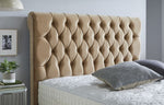Bisma Fabric Chesterfield Sleigh Bed - 6FT0 Super King Size 
