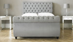 Canterbury Chesterfield Sleigh Fabric Bed - 4ft Small Double 