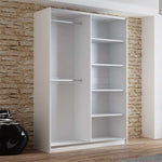 VIGO 150cm Sliding Door Wardrobe White+Mirror 