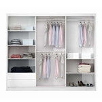 VIGO 250cm Sliding Door Wardrobe Black+Mirror 