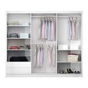 VIGO 250cm Sliding Door Wardrobe White+Mirror 