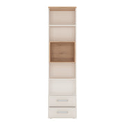 4Kids Tall 2 Drawer Bookcase in  Light Oak and white High Gloss (opalino handles) 