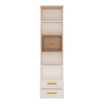 4Kids Tall 2 Drawer Bookcase in Light Oak and white High Gloss (orange handles) 