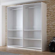 VIGO 200cm Sliding Door Wardrobe White + Mirror 