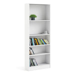 Basic Tall Wide Bookcase (4 Shelves) in White 