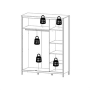 Madrid Wardrobe with 3 doors in Matt Black