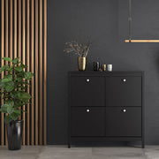 Madrid Shoe cabinet 4 Compartments in Matt Black