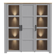 Bohol Large Display Cabinet in Riviera Oak/Grey Oak