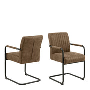 Adele Dining Chair in Light Brown Fabric Set of 2 