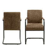Adele Dining Chair in Light Brown Fabric Set of 2 