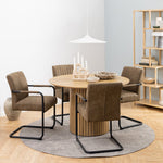 Adele Dining Chair in Light Brown Fabric Set of 2 