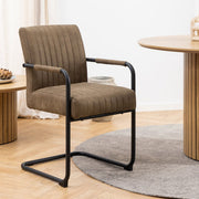 Adele Dining Chair in Light Brown Fabric Set of 2 