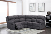 Alaska Suede Fabric Manuel Recliner Corner Sofa - Charcoal 